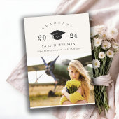 クリーンエレガントクミニマルリークリーン写真卒業キャップ 招待状