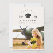 クリーンエレガントクミニマルリークリーン写真卒業キャップ 招待状 (正面)