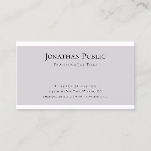 クリーンエレガントグラフィックデザイントレンディープレーンモダン 名刺 (正面)