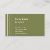 クリーンエレガントシンプルセージグリーン&ホワイトストライプ 名刺 (裏面)