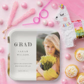 クリーンエレガントスミニマルクリーン写真の卒業 ペーパープレート (パーティー)