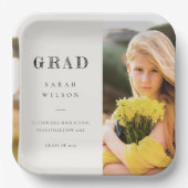 クリーンエレガントスミニマルクリーン写真の卒業 ペーパープレート (正面)