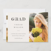 クリーンエレガントスミニマルクリーン写真の卒業 招待状 (正面)