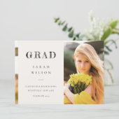クリーンエレガントスミニマルクリーン写真の卒業 招待状 (スタンド正面)