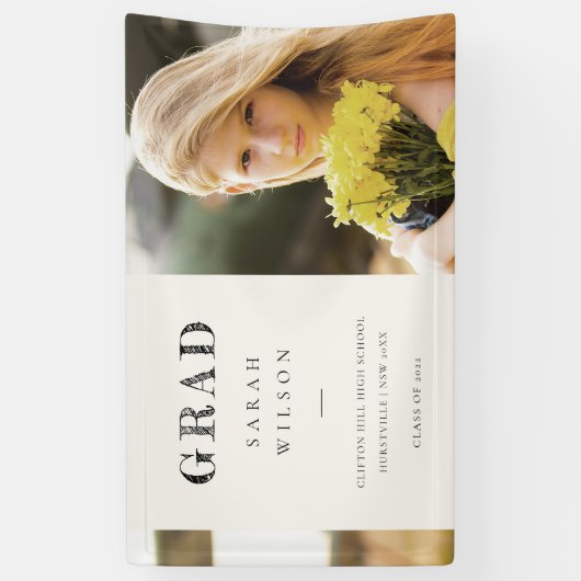 クリーンエレガントスミニマルクリーン写真の卒業 横断幕