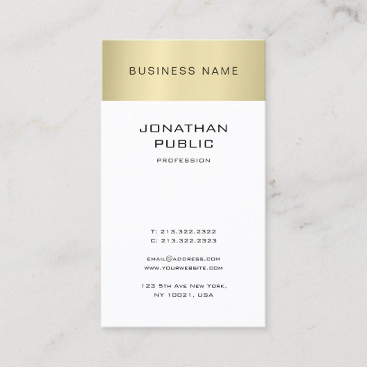 クリーンエレガントデザイン金ゴールドルックプレーントレンディーモダン 名刺 (正面)
