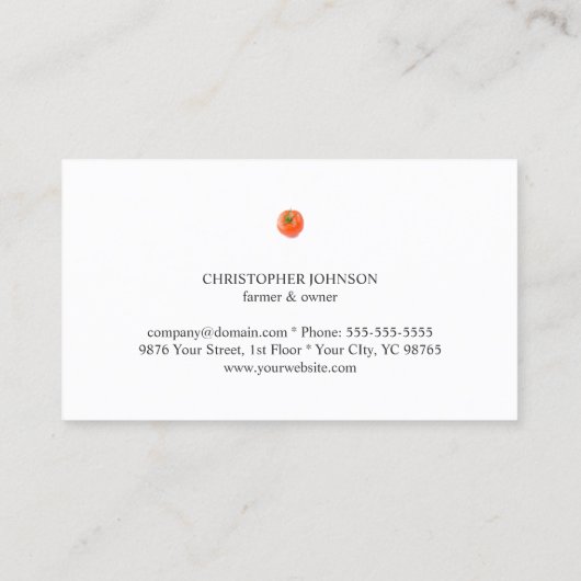 クリーンエレガントトマトフォト栄養士農家 名刺 (裏面)