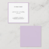 クリーンエレガントトレンディーバイオレットパープルラグジュアリープレーン スクエア名刺 (正面/裏面)