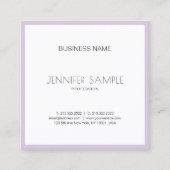 クリーンエレガントトレンディーバイオレットパープルラグジュアリープレーン スクエア名刺 (正面)