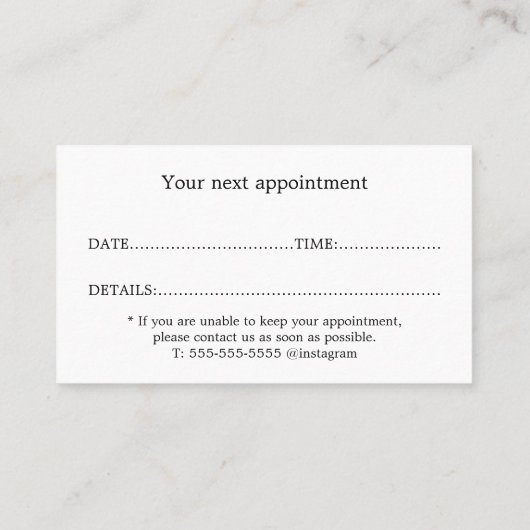 クリーンエレガントハサミ美容師アポイントメント 名刺 (裏面)