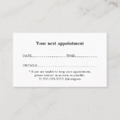 クリーンエレガントハサミ美容師アポイントメント 名刺 (裏面)