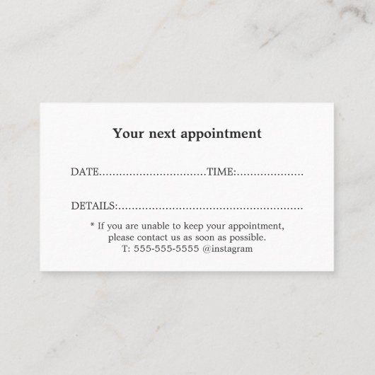 クリーンエレガントバラホワイト美容師アポイントメント 名刺 (裏面)