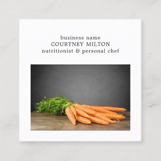 クリーンエレガントパーソナルシェフ栄養士ニンジン スクエア名刺 (正面)