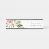 クリーンエレガントピンクグリーン水色牡丹フローラ デスクネームプレート