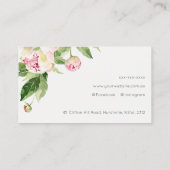 クリーンエレガントピンクグリーン水色牡丹フローラ 名刺 (裏面)