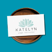 クリーンエレガントブルーロータスアイコンヨガインストラクター 名刺