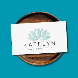 クリーンエレガントブルーロータスアイコンヨガインストラクター 名刺