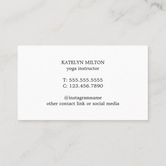 クリーンエレガントブルーロータスアイコンヨガインストラクター 名刺 (裏面)