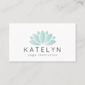 クリーンエレガントブルーロータスアイコンヨガインストラクター 名刺 (正面)