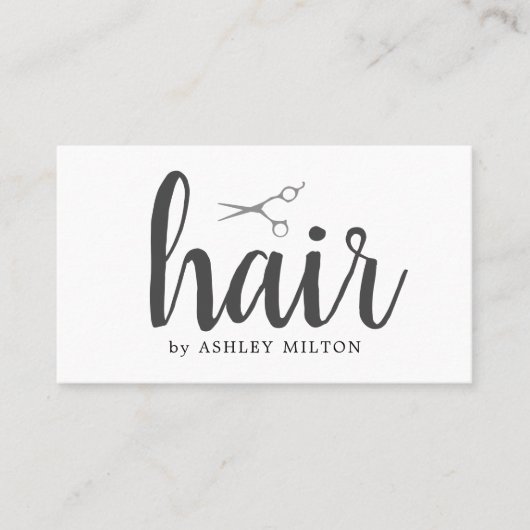クリーンエレガントホワイトグレーハサミ美容師 名刺 (正面)