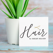 クリーンエレガントホワイトハサミ美容師スクエア スクエア名刺