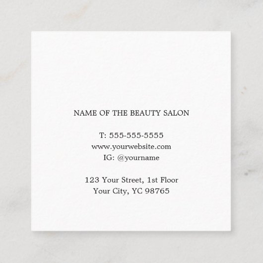 クリーンエレガントホワイトハサミ美容師スクエア スクエア名刺 (裏面)