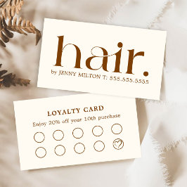 クリーンエレガントボホブラウンはっきりした美容師 名刺