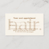 クリーンエレガントボホブラウン美容師アポイントメント 名刺 (裏面)