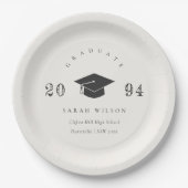 クリーンエレガントミニマルシンプル卒業式 ペーパープレート (正面)