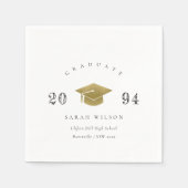 クリーンエレガントミニマルシンプル卒業金フォイル スタンダードカクテルナプキン (正面)