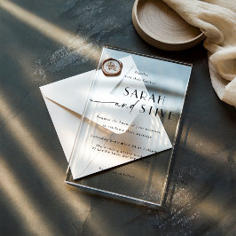 クリーンエレガントミニマルデザイン結婚ズ アクリル招待状