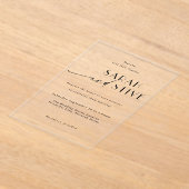 クリーンエレガントミニマルデザイン結婚ズ アクリル招待状 (レイダウン)