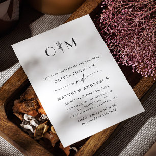 クリーンエレガントミニマ結婚リスト婚約パーティ 招待状