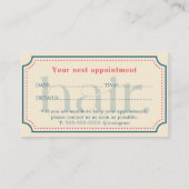 クリーンエレガントレトロブルー美容師アポイントメント 名刺 (裏面)