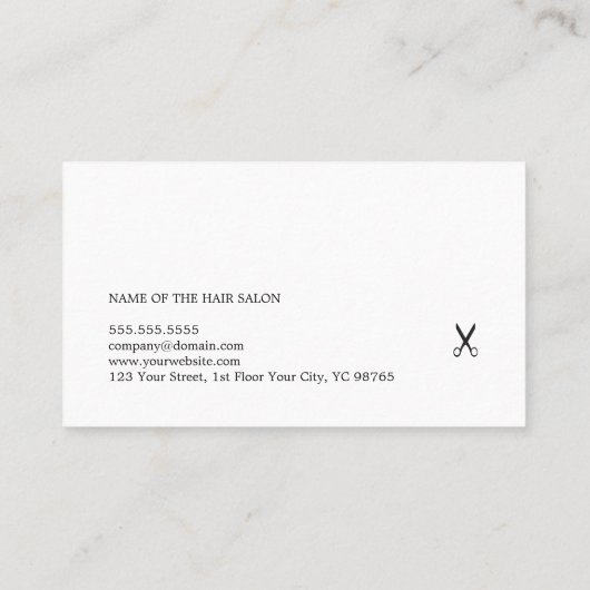 クリーンエレガント白黒はさみヘアスタイリスト 名刺 (裏面)