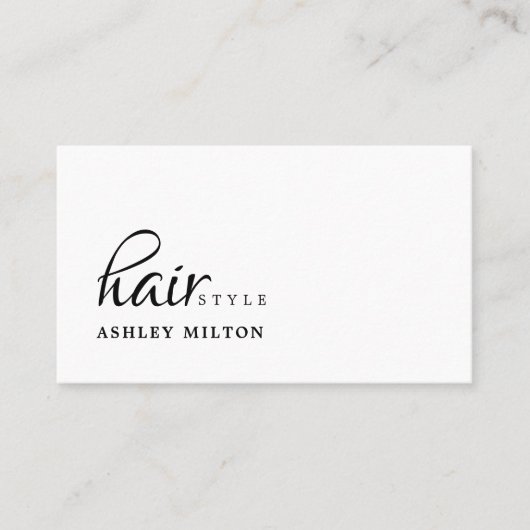 クリーンエレガント白黒はさみヘアスタイリスト 名刺 (正面)