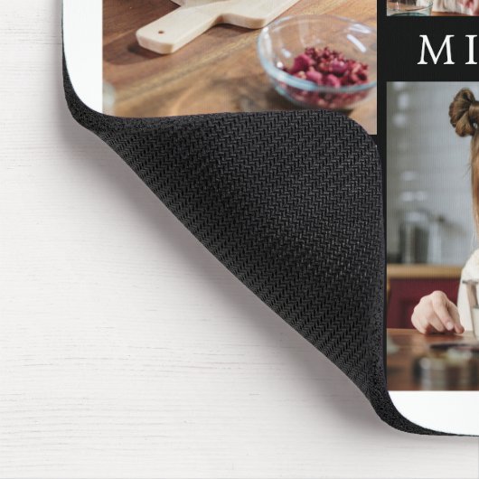 クリーンエレガント白黒ファミリ6フォトコラージュ マウスパッド (コーナー)