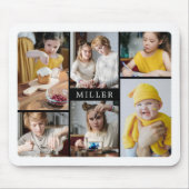 クリーンエレガント白黒ファミリ6フォトコラージュ マウスパッド (正面)