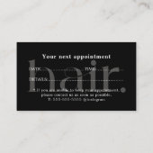 クリーンエレガント白黒美容師アポイントメント 名刺 (裏面)