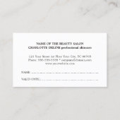 クリーンエレガント美しいサロンロイヤリティカード ロイヤリティカード (裏面)