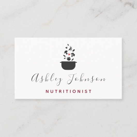 クリーンエレガント野菜&ポット栄養士ホワイト 名刺 (正面)