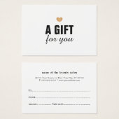 クリーンエレガント金ゴールドフェイクハートギフト証明書 (正面&裏面)