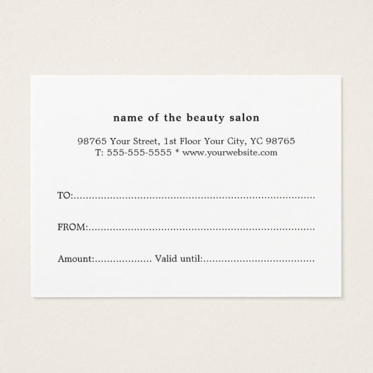 クリーンエレガント金ゴールドフェイクハートギフト証明書 (裏面)