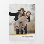 クリーンエレガント金ゴールドブラシストローク写真 三つ折りカード (カバー)