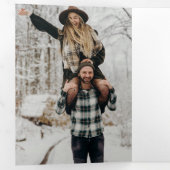 クリーンエレガント金ゴールドブラシストローク写真 三つ折りカード (内部最初)