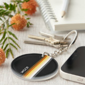 クリーンカッコいいなモダンゲイベアプライドフラグWOOF キーホルダー (正面右)