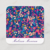 クリーンカラフルフローラタイポグラフィ スクエア名刺 (正面)