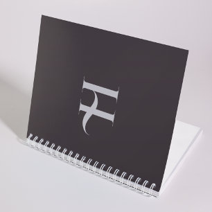 クリーンクラシックオリーブグリーンモノグラムタイポグラフィ ノートブック