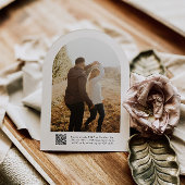 クリーンクラシックモダンスクリプトQRコード写真結婚の 招待状