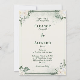 クリーングリーンミニマリスト結婚式招待状 招待状